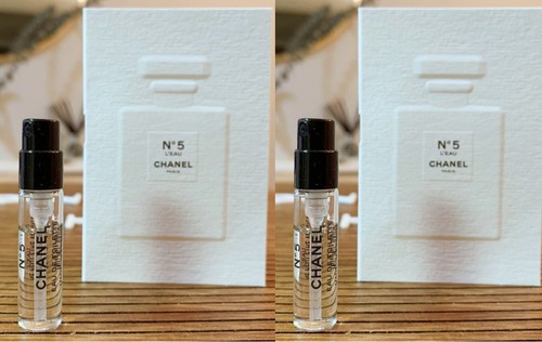 2x Chanel No 5 L'Eau N5 N°5 Leau Sample Spray Vial Women's Perfume EDT 1.5ml 0.0