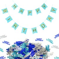 Happy Birthday Geburtstag Party Deko Set - Happy Birthday Girlande + Konfetti
