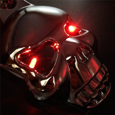 Chrome Skull Horn Cover For Harley Davidson Big Twins & V-Rods 1992-2013 - Billet Aluminum