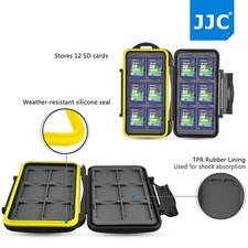 JJC Water-Resistant Antishock Memory Card Case Storage Protector for 12 SD cards