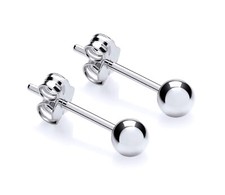 925 Sterling Silver Ball Stud Earrings Pair 3mm 4mm 5mm 6mm 7mm 8mm