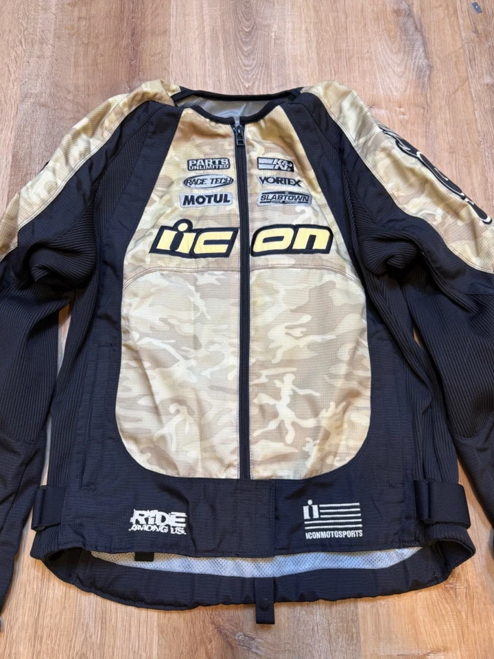 Icon Motorsports Mujer Motocicleta Carreras Merc Stage 3 Negro Camuflaje Grande Foto 3 de 4