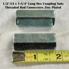 1/2-13 x 1-3/4" Hex Coupling Nuts Threaded Rod Connectors Steel Zinc Plated