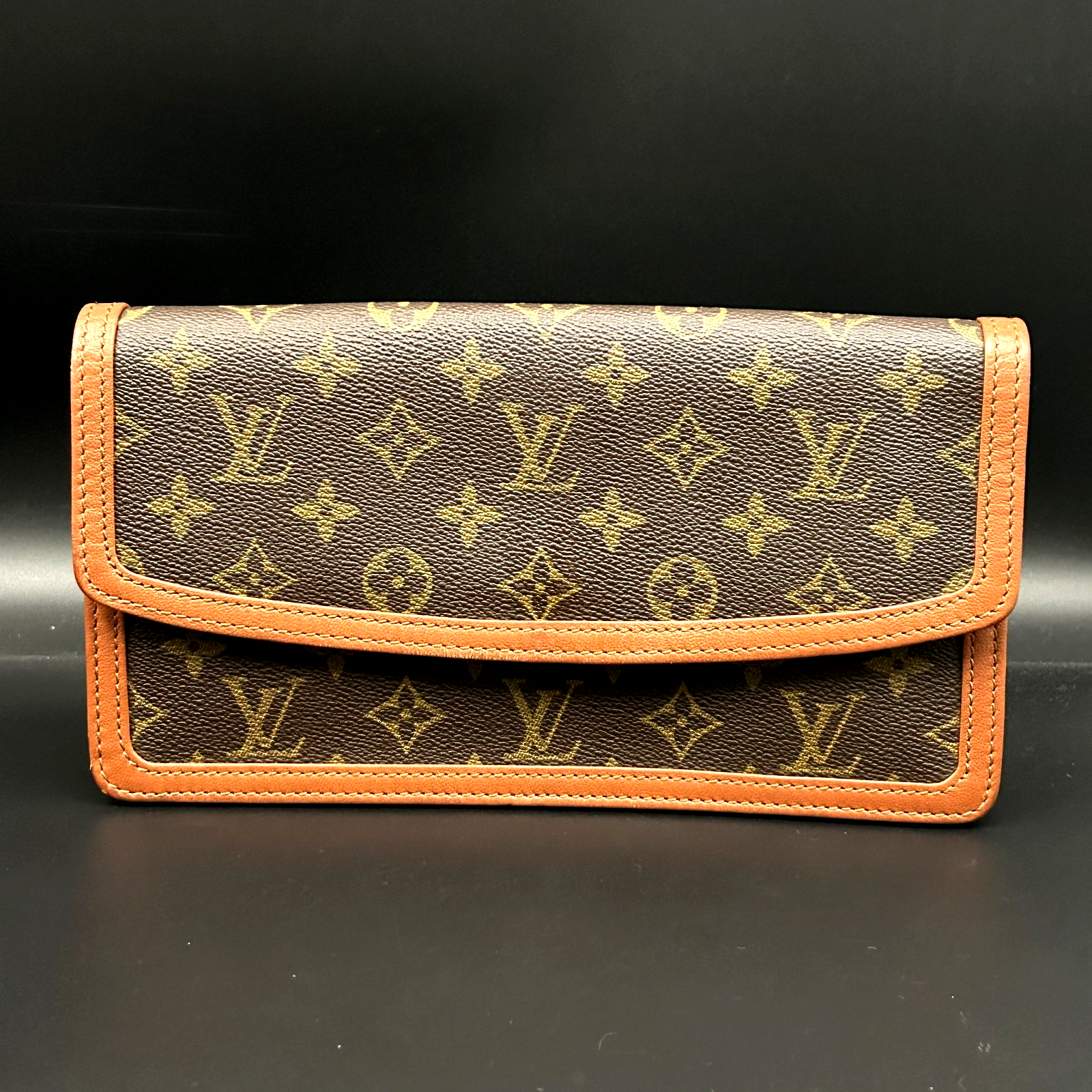 LOUIS VUITTON Monogram Pochette Dame GM Clutch Handbag Brown M51810 Authentic Luxury Bag