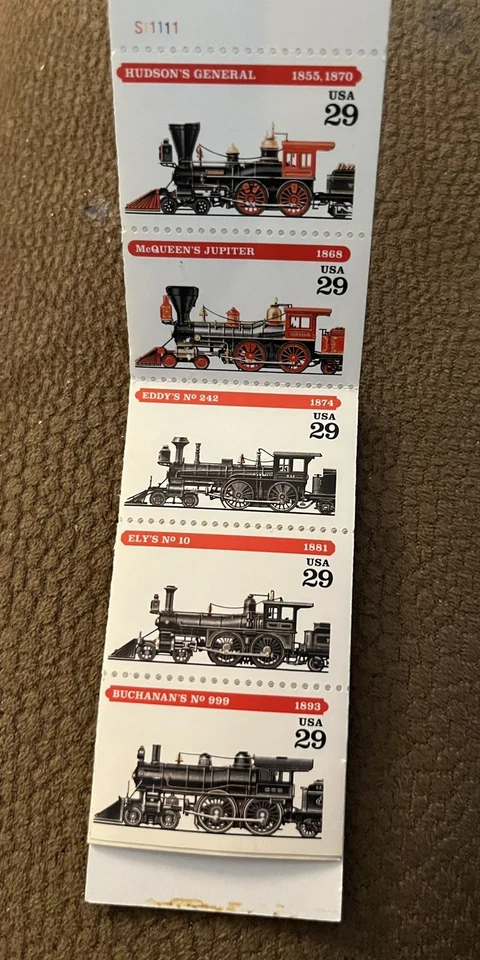 US Booklet Stamp Steam Locomotives 1993 - 20 Stamps 5 Different Locomotives - Image 2 of 4
