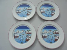 4 Villeroy & Boch Naif Christmas Dinner Plates 10 3/8" Excellent