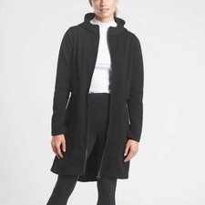 Athleta Black Hooded Full Zip Longline Athleisure Jacket Women's Size XS