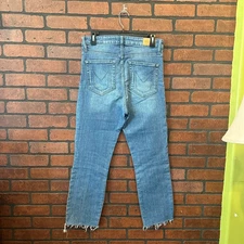 Show Me Your Mumu 28 Soho Button Up Skinnies Blue Bay Distressed Fray Hem