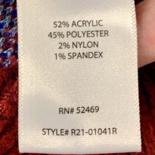 Maglione donna Pioneer floreale taglia L country cottagecore collo cappuccio rosso blu accogliente - Foto 10 di 12
