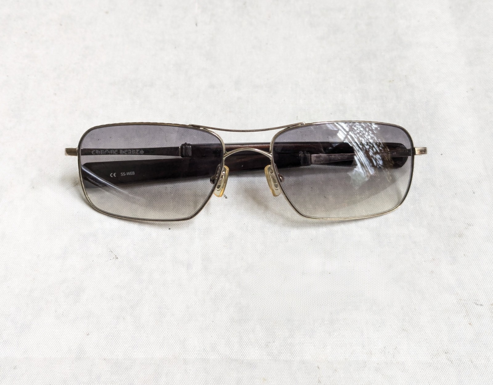 CHROME HEARTS 'Skysaw I' Sunglasses Blue Cross Sterling Silver Metal Aviator image 2