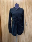 MARITHE FRANCOIS GIRBAUD BLACK STRETCH JERSEY RUCHED DRAPED JACKET-FR 38