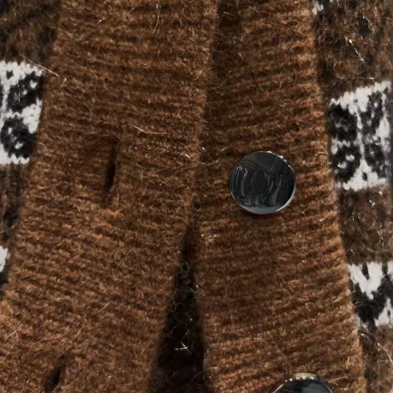 Sezane autumn/winter wool blend geometric jacquard short jacket