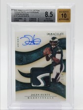 JALEN HURTS 2020 IMMACULATE RPA ROOKIE PATCH PREMIUM RC AUTO /14 BGS 8.5 Q5775