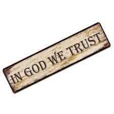In God We Trust Metal Sign Rustic Wall Plaque Faith Home Church Bar Wall Decor