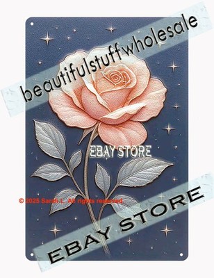Celestial rose metal sign raised look moonlit wall decor decorative items