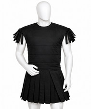 Handmade Medieval Gladiator Tunic Black Roman Costume for LARP Cosplay