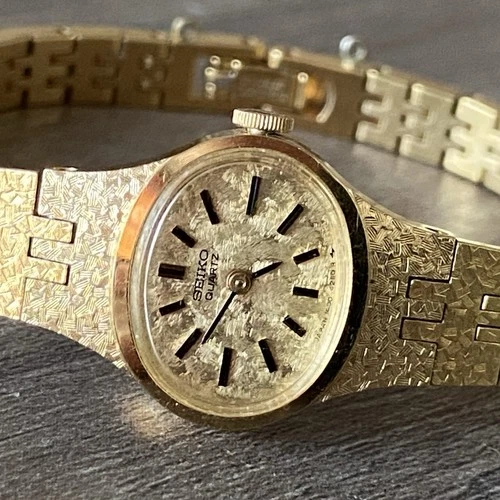 Women’s Vintage Seiko Quartz 1400-7389 Gold Tone Cocktail Watch ~ New Battery