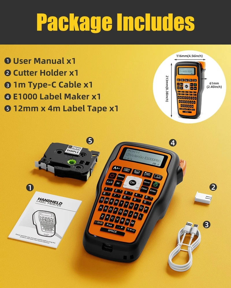 Heat Shrink Waterproof Label Maker Machine with Tape - Durable Wire & Cable Labels