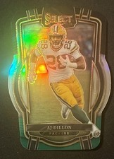 2022 Panini Select - Club Level AJ Dillon #266 Black & Green Prizm Die-Cut