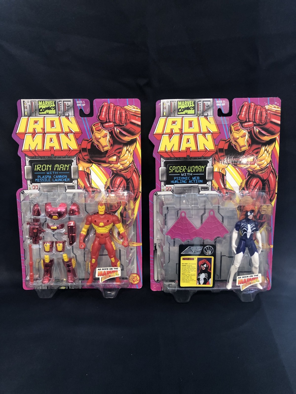 1994 Toy Biz Iron Man Figures  - 2 figure lot - Iron Man + Spider Woman