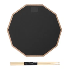 Rivvta Practice Drum Pad Set 12 Inch Silent Snare Drum Pad with Drumsticks Black