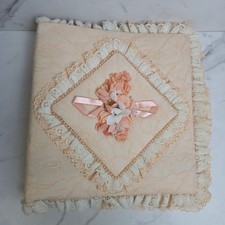 Vtg Fabric Lace Padded Floral Photo Album Scrapbooking 3 Ring Binder