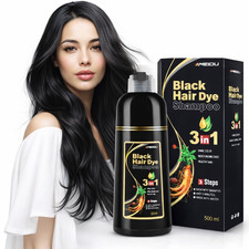 Hair Dye Shampoo for Gray Hair Coverage, 3 in 1 Natural Black Dye for Women Men