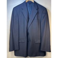VTG Burberrys Mens Two Button Sport Jacket Navy Blue 100 Pure Wool 42R USA