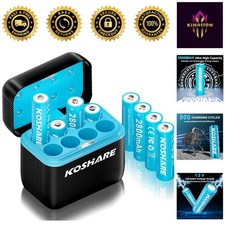 Rechargeable AA Batteries 8 Pack with Charger - 800 Charge Cycles, Pre-Charged 3.56 per gallon