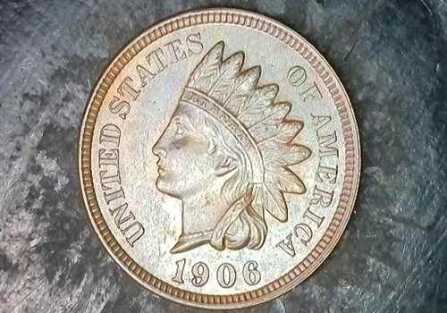 1906 Indian Head Penny 1c US Coin Full Liberty  AU Very nice. #664