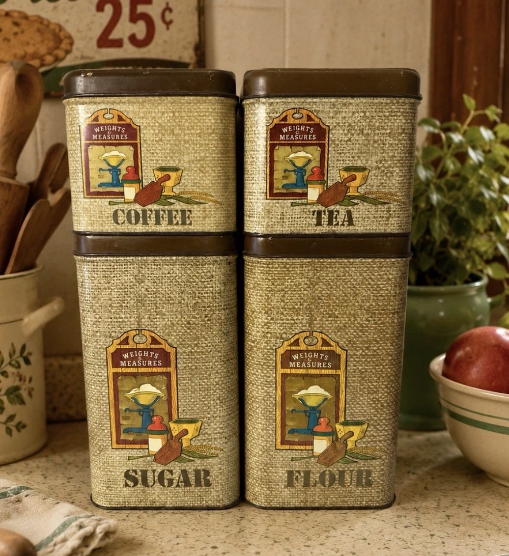 25+ Vintage Tin Canister Set In Collectible Metal Kitchen