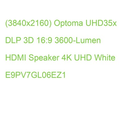 (3840x2160) Optoma UHD35x DLP 3D 16:9 3600-Lumen HDMI Speaker 4K UHD White E9PV7