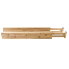 HUJI Eco-Friendly Bamboo Spring Loaded Drawer Dividers Organizers (2 PK)