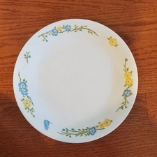 Corelle Flirtation 8.5" Salad Plates Set of 3 Flower Butterfly Yellow Blue