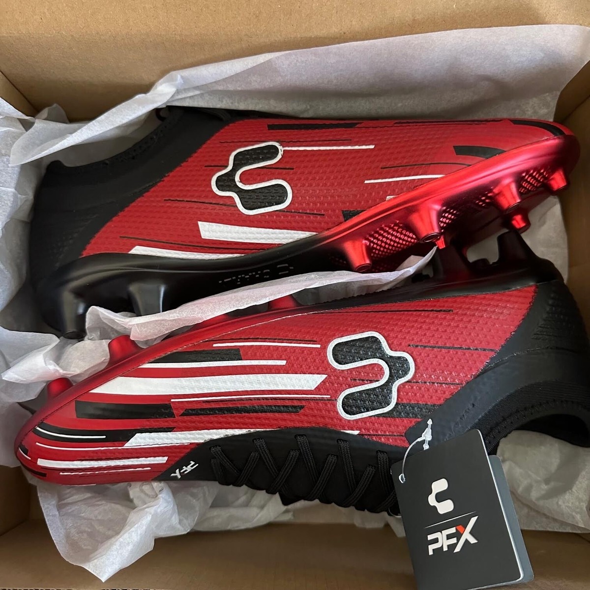 (New) Charly Genesis PFX Soccer Cleats Red/Black Style 1086192 002 Men\'s Size 9 Genesis PFX Firmground Soccer Cleats main image 2