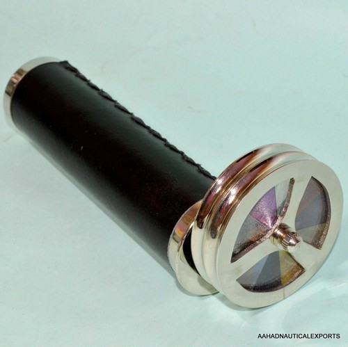 Handmade Brass Base Vintage Double Wheel Kaleidoscope Antique Working Style Gift - Picture 2 of 11