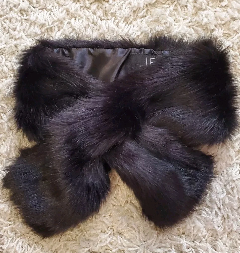 UNREAL FUR Black Faux Fur Scarf/ Collar/ Wrap Australia Designed