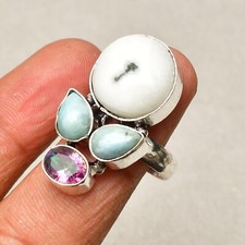 Solar Quartz Gemstone 925 Sterling Silver Jewelry Ring Size 8.5