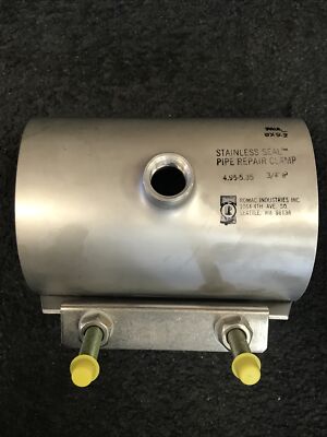 ROMAC SS1-4.95-5.35 X 3/4  IP TAP X 8  STAINLESS SEAL PIPE REPAIR CLAMP Saddle