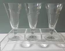 Set of 3 SENECA Glass WESTWIND Stem#352 w/ZIPPER CUT & AIR BUBBLE 7.25" Iced Tea