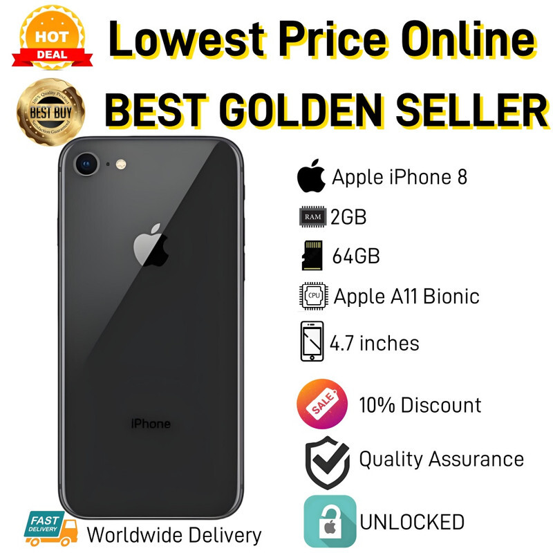 【Lowest Price】Apple iPhone 8-64GB-4.7'' 2GB RAM FRONT 7MP BACK 8MP-Unlocked-Good