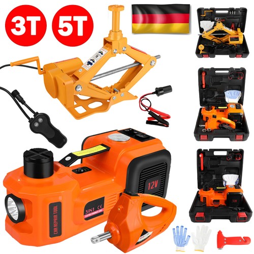 Warmfay Elektro Wagenheber 5 Tonnen - 12V Hydraulikheber Mit Luftpumpe & LED Für Auto & LKW