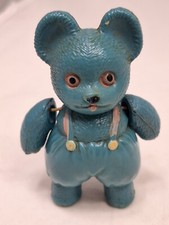 Vintage 3.5" Blue Jointed Celluloid Bear Stamped Japan Minor Flaws 1940s