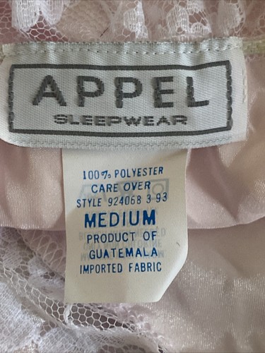 Vtg. APPEL Pink Silky Nightgown With White Lace Size Medium Lingerie Sleepwear - Picture 14 of 15