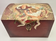 Cupola in legno dipinta a mano rossa vintage unica petto angelo cherubini cuori OFFERTA!