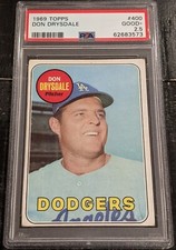 1969 Topps Don Drysdale PSA 2.5 GOOD+ #400 Original Vintage (His Last Card)