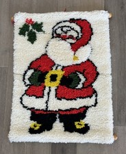 VTG Santa Claus Christmas Wall Hanging Latch Hook Rug Completed 2 ft Decor Cute