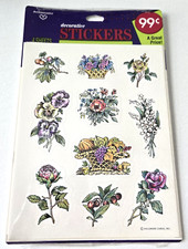 Vintage Hallmark Stickers NIP 4 Sheets Flowers Pansies Roses