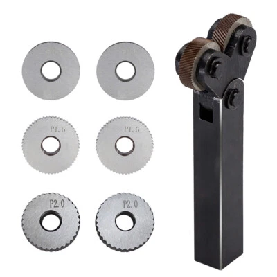 XCAN 7pcs Dual Wheel Knurling Tool Set Diagonal Linear Knurl Wheel 0.5/1/2mm Pitch