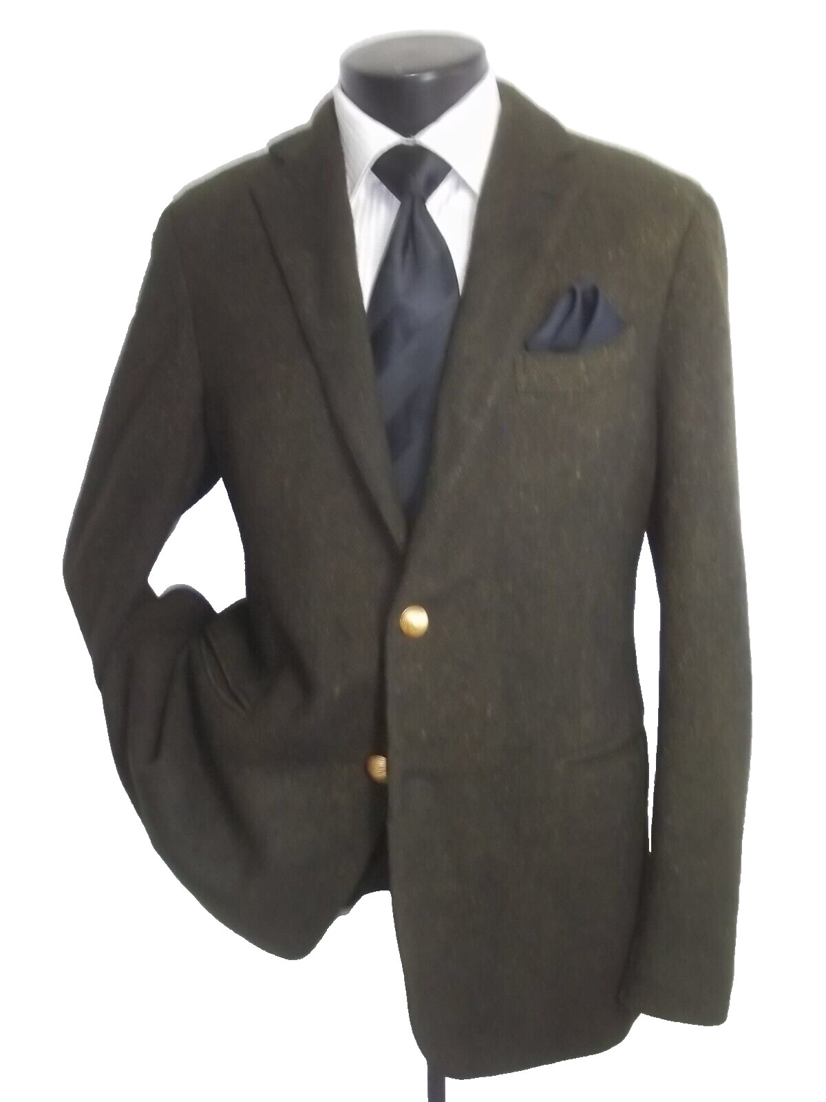 @Piombo Green Flake 2Button Side Vent Flannel Woo… - image 3